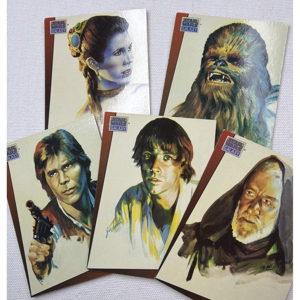 1993 Topps Star Wars Galaxy Leía Chewbacca Luke Skywalker Cards Lot Of 5